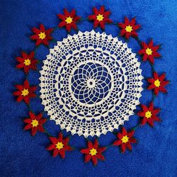 16.5" Poinsettia Christmas Doily 