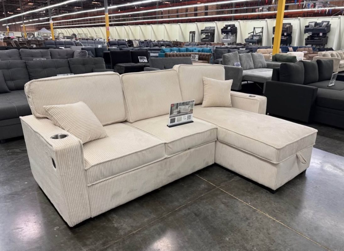 New Sleeper Sectional Couch With Storage / Free Delivery