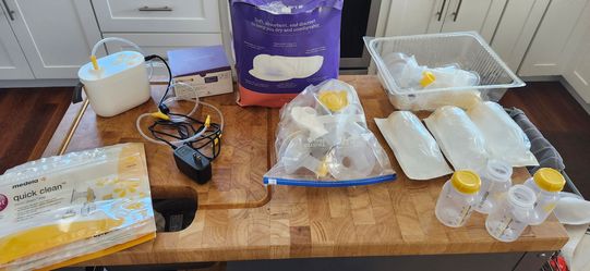 Breast pump and baby bottles