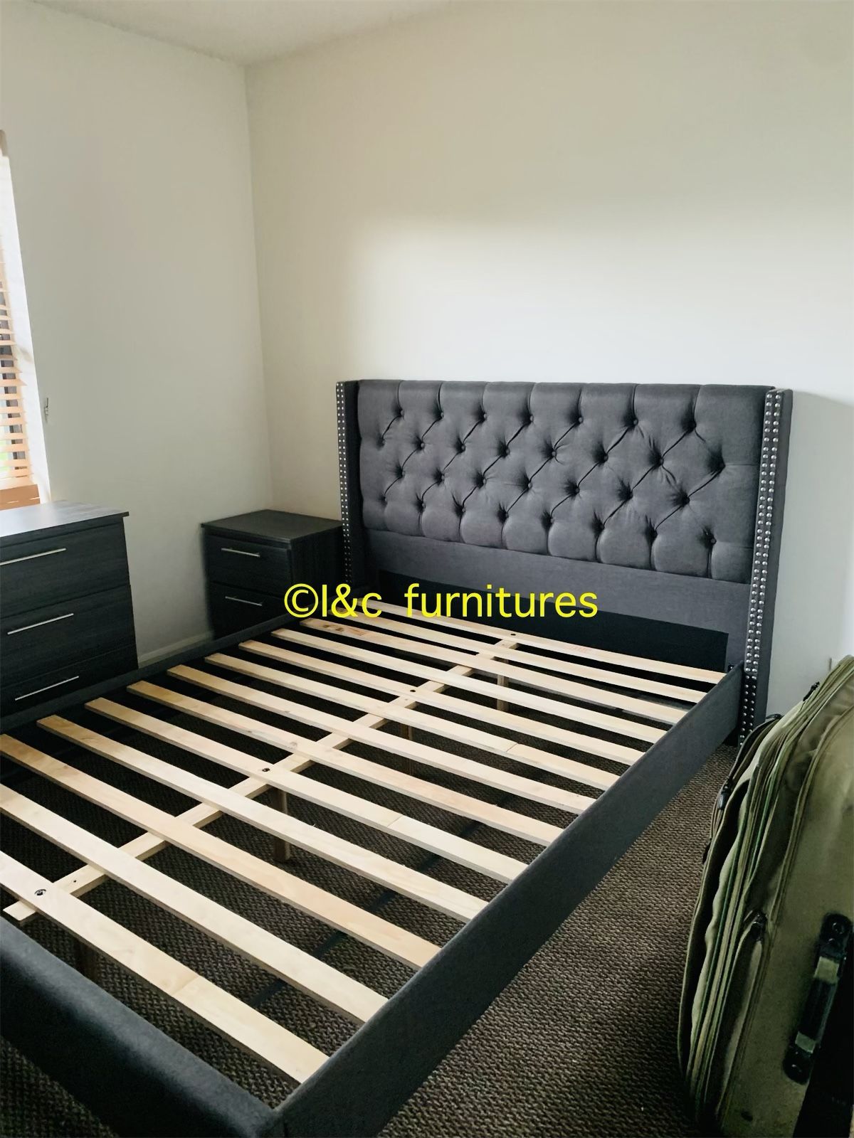 4 Piece Queen Bedroom Set New In The Box 📦 Same Day Delivery. Bed Frame Mattress 1 Night Stand And Dresser