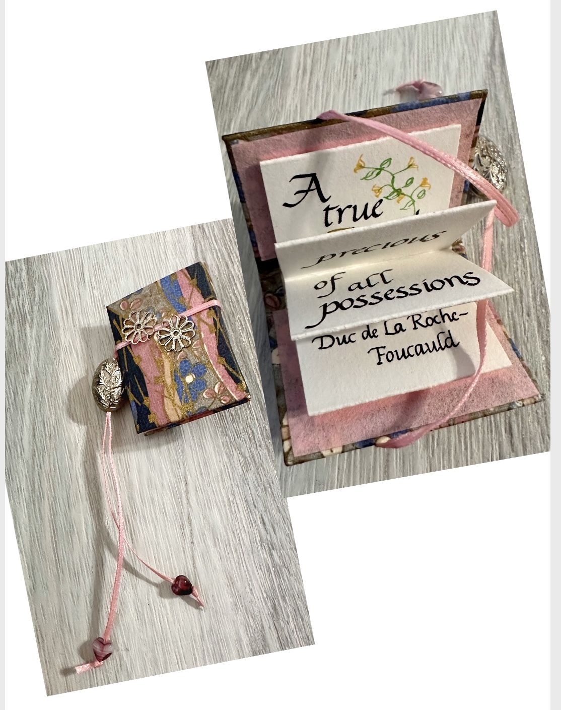 Brooch Pin Duc le La Roche-Foucauld Micro Mini Book Victorian Charm & Hearts