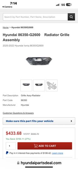 HYUNDAI 2023 Santa Cruz Front End Grill 