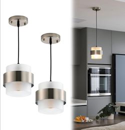 2-Pack Mini Glass Pendant Lights, Brushed Nickel – New