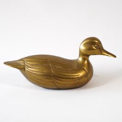 10"x4" Bronze Metal Mallard Duck Animal Bird Sculpture Statue Figurine Art Decor