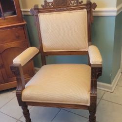 Antique Victorian Eastlake Walnut Armchair