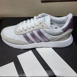 *NEW* Adidas Run 60s 2.0 Women's Low Top Sneakers White/Purple Size 6.5 w/Tags and Box