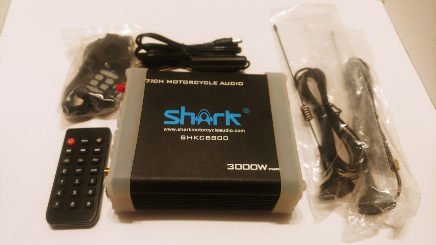 Shark Motorcycle ATV Speaker Amp Bluetooth SD Card FM