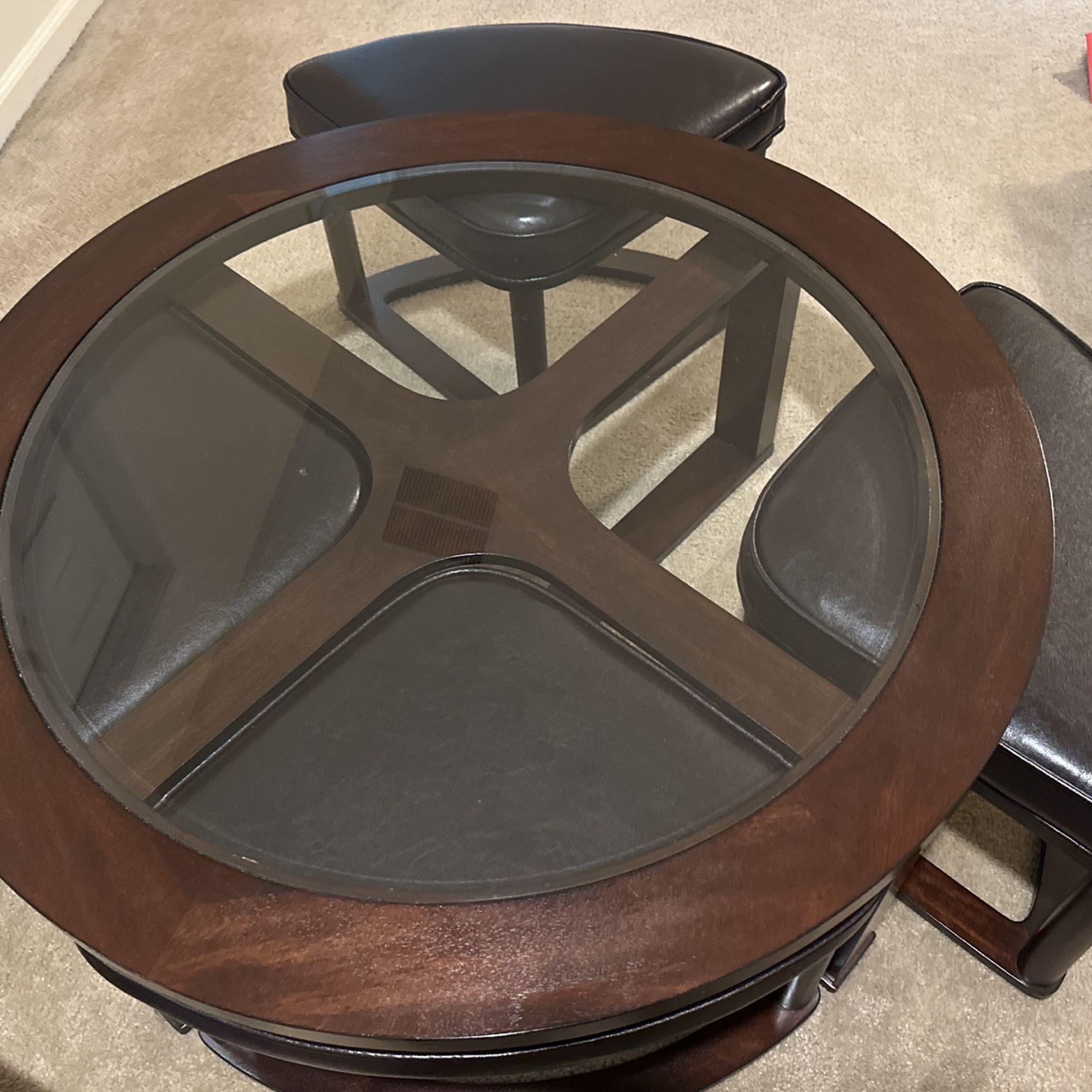 Coffee Table With Pull Out Chairs(4)