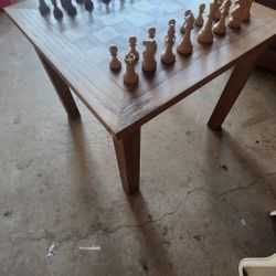 Wooden Coffee Table Chess Board