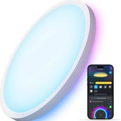 12in Govee Smart Ceiling Light, RGBIC LED 2400LM Flush Mount Fixture Retails $88