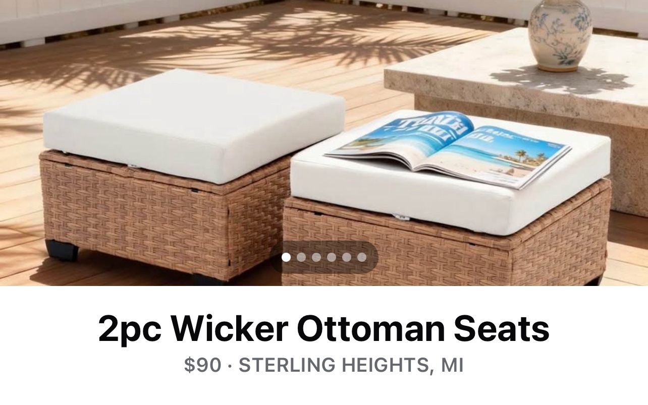 Wicker Ottoman Seats 2pc