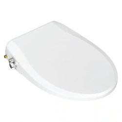 BEMIS Removable Non-Electric Soft Close Plastic Bidet Seat for Elongated Toilets in White with Dual-Nozzle and Night Light