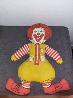 Vintage Ronald McDonald Clown Flat Plush Toy 16" McDonalds Stuffed Doll