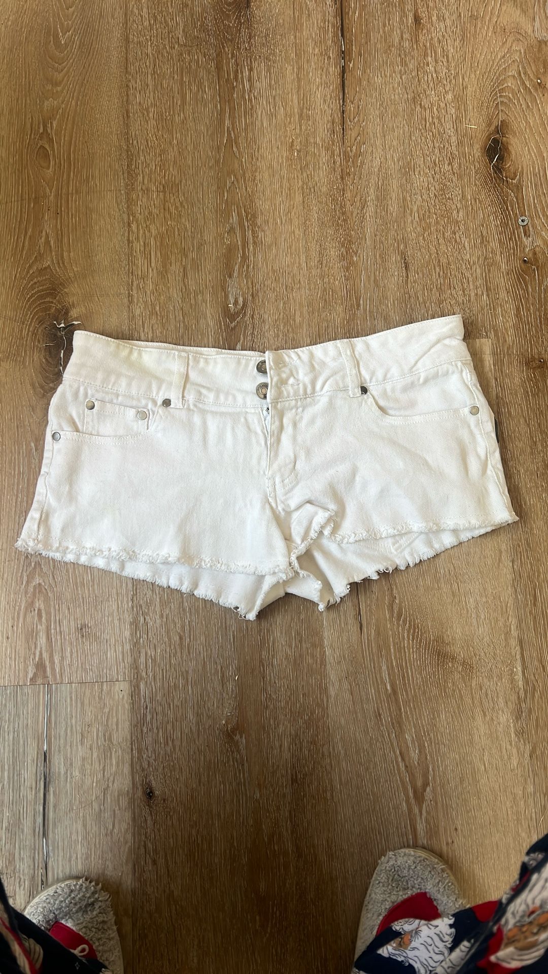 low rise white shorts
