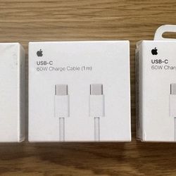 Pack Of 3 Apple USB-C Cables  , In Box and 60w Fast Charge Compatible 