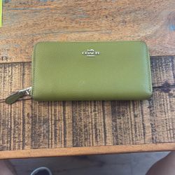 Green Coach Long Zip Wallet