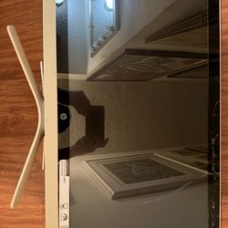 Free HP All-in-One Computer. Missing power adapter. The top of the screen is cracked; however, this does not interfere with usage.