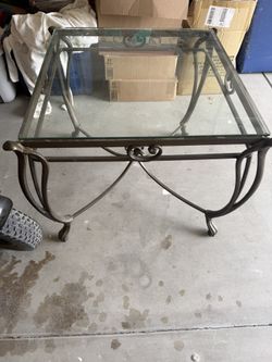 Glass Top Cast Iron Table