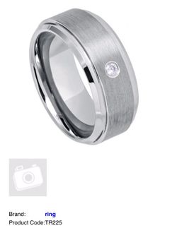 Silver tungsten ring with diamond