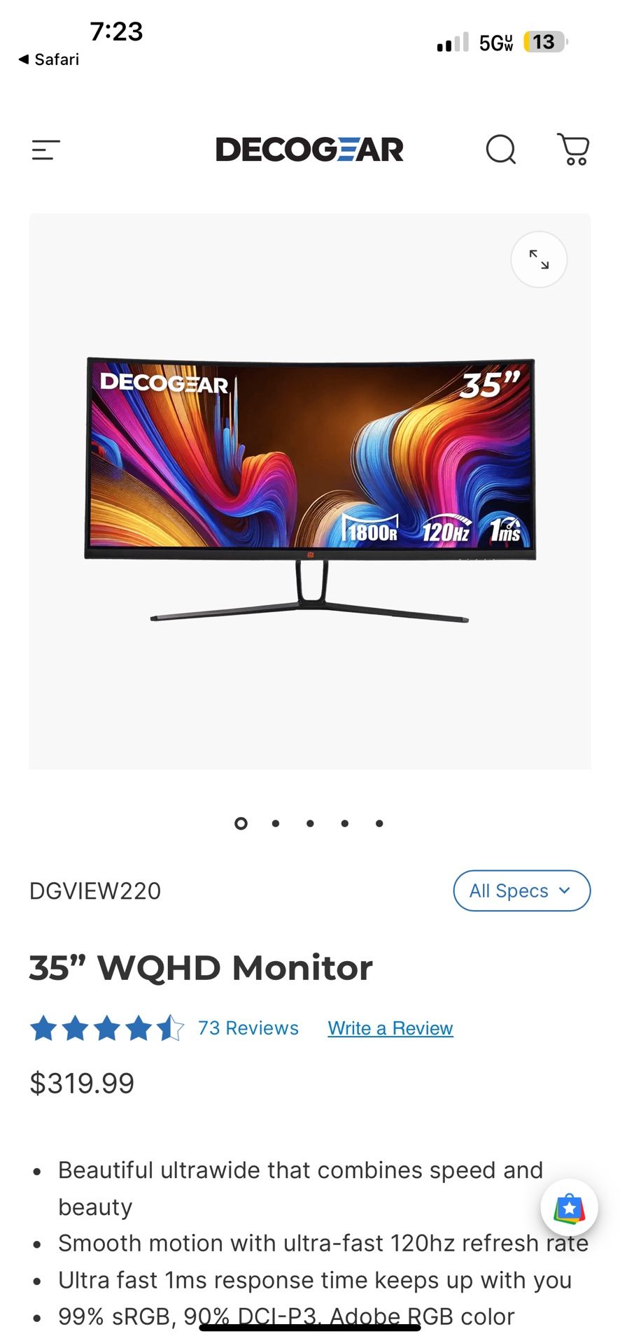 35” Gamer Screen / Computer Screen / TV