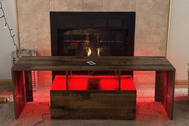 VERYKE TV Stand with LED Lights Modern Entertainment Center Media Stand with Drawer and Open Glass Shelf 