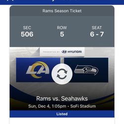 Seahawks @ Rams, Two Tickets, $90  For The Pair. 