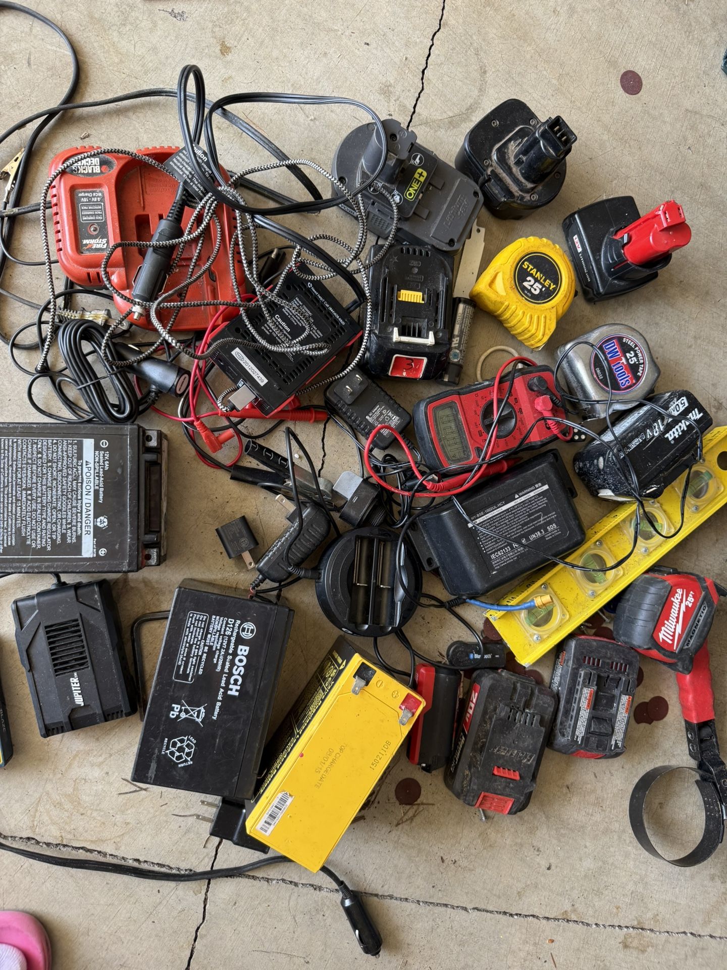 Lot of Power Tool Batteries & Chargers – Milwaukee, Bosch, Ryobi, Black & Decker, Craftsman