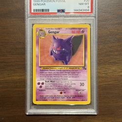 1999 Pokemon fossil Gengar psa 8