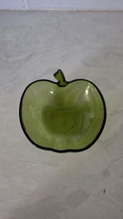 Green Glass Apple Shaped Bowl