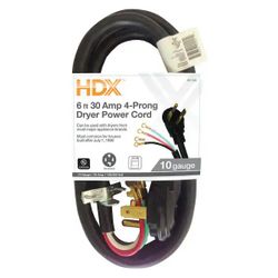 HDX Home Depot 4 Prong 30 Amp Dryer Cord New