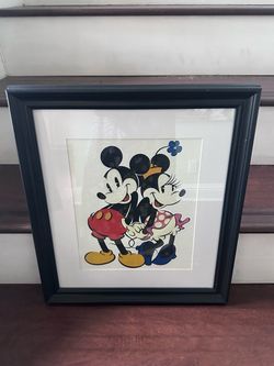 Minnie and Mickey black framed print, 16x18.5"
