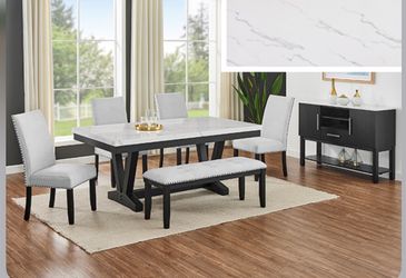 Elegant Dining Table Set with Chairs and Bench
