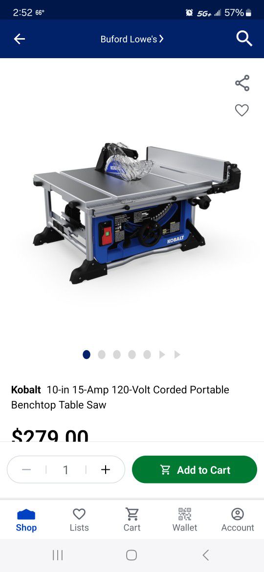 10-in Cobalt Table Saw