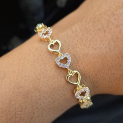 18k Gold Filled Eternal Heart Bracelet Cubic Zirconia