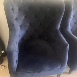 2 Blue Upholstered Chairs 