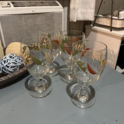 4 Fall Stemware Glasses 