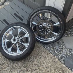 Chrome Harley Wheels & Tires – Front & Rear Set