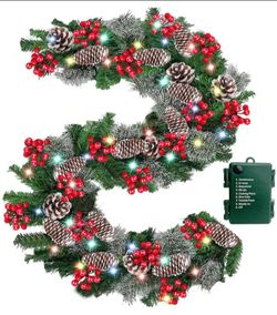 Timer - 9Ft by 10 Inch Prelit Christmas Garland with 50 Colorful Lights,