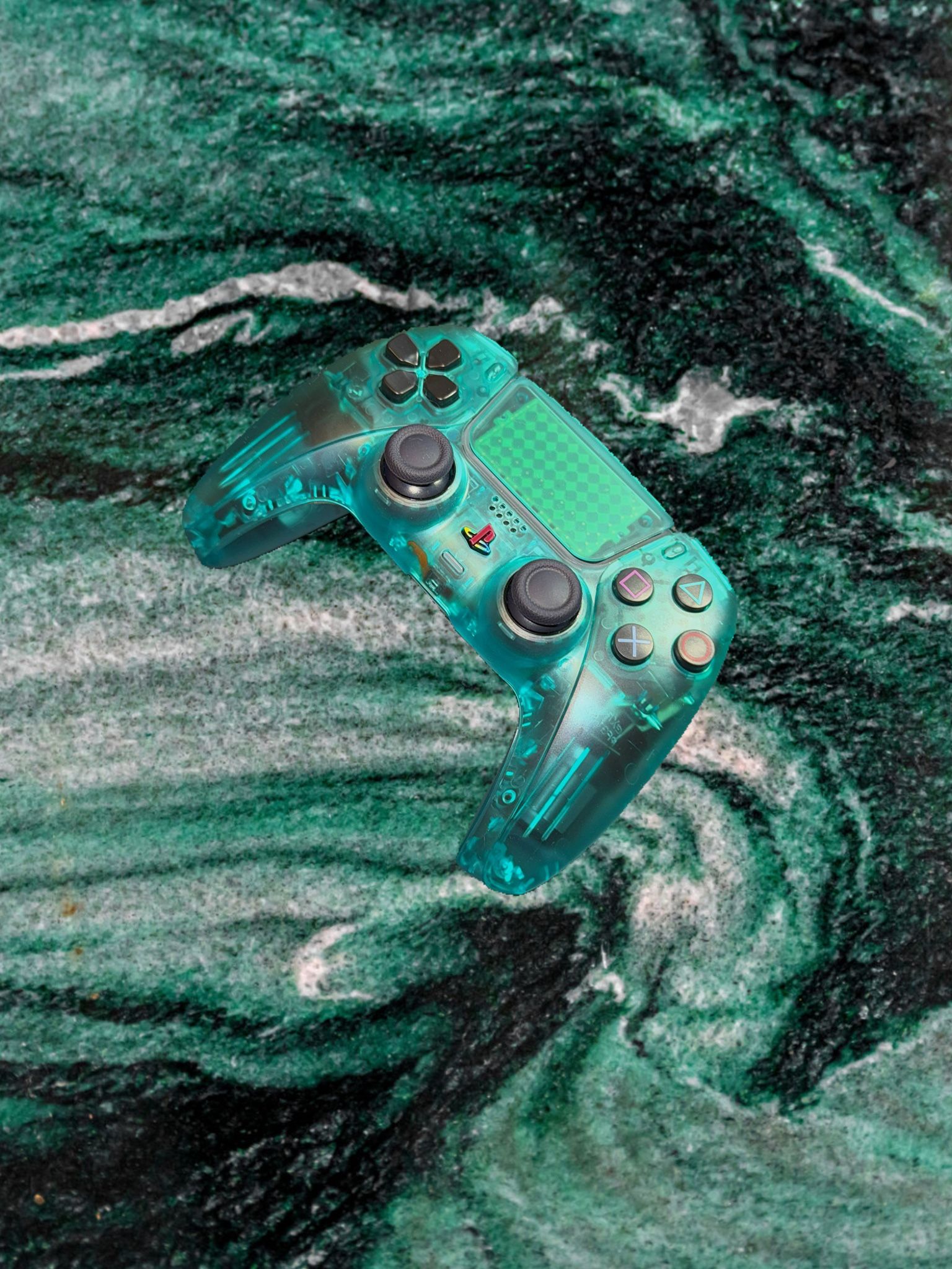Clear Emerald PS5 Controller W/4 Clear Purple Back Buttons