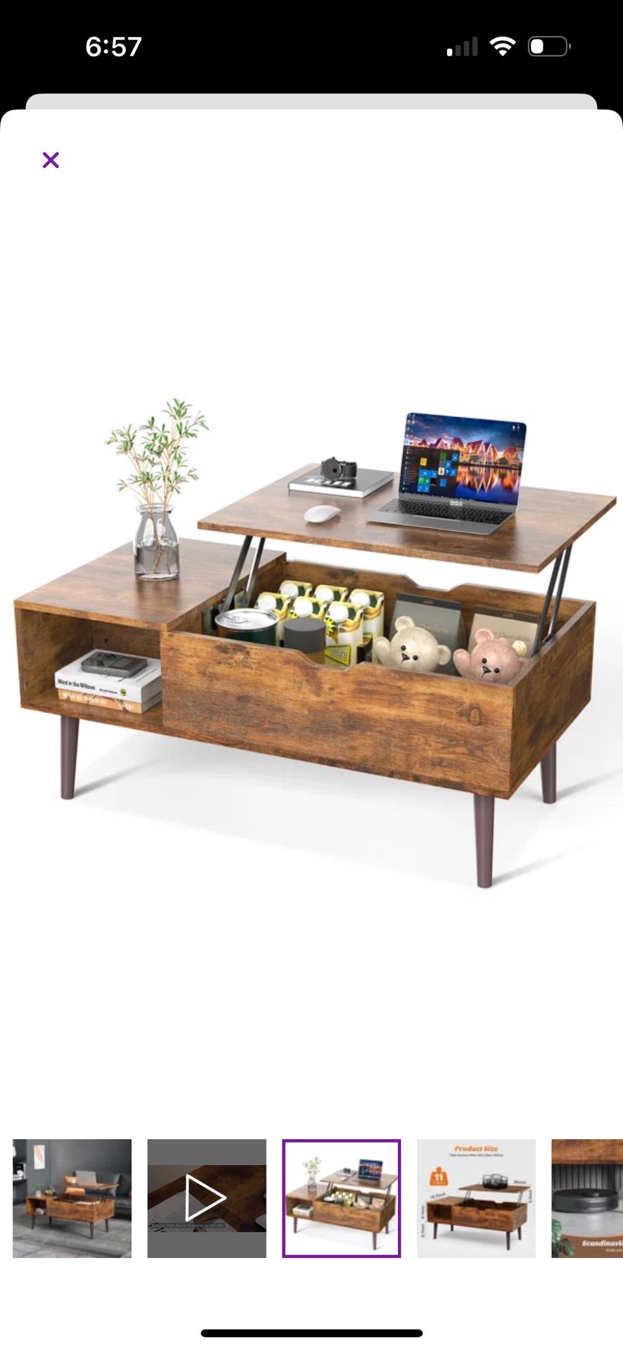 Irfaan Lift Top Extendable Coffee Table With Storage