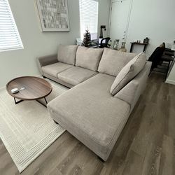 L-Shaped Sectional Couch - Natural Gray Lightly Used