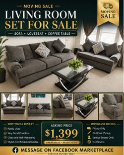Gray Sofa, Loveseat & Coffee Table Set