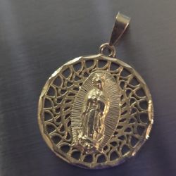 **REAL SOLID 14K VIRGIN MARY PENDANT**