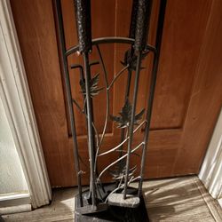 4 Piece Fireplace Tools With Stand