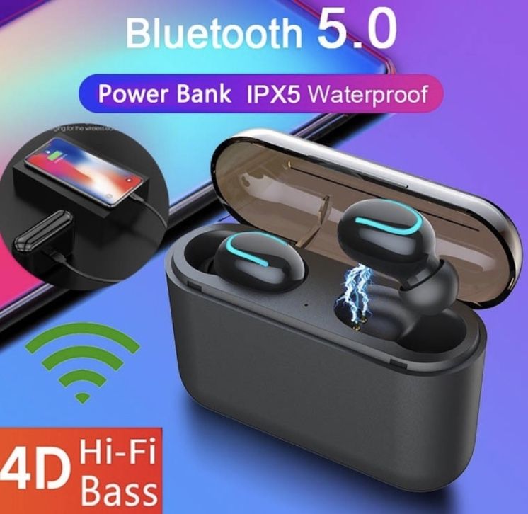 New Wireless Bluetooth 5.0 Earbuds Stereo TWS Bluetooth Headset Sports Stereo In-Ear Earphones Touch Control Headphone with Charging Case