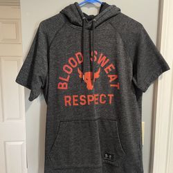 Men’s Medium Adidas The Rock Blood Sweat Respect Gym Workout Hoodie!
