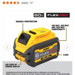 DEWALT FLEXVOLT 20V/60V MAX Lithium-Ion 6.0Ah Battery Pack