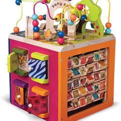 B. toys – Wooden Activity Cube – Activity Center – Educational Toy – Wooden Toys For Toddlers, Kids – 1 Year + – Zany Zoo
