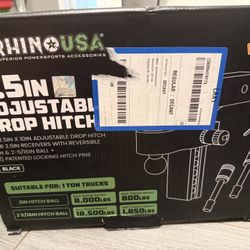 Rhino USA Adjustable Trailer Hitch (Fits 2.5-Inch Receiver)-Heavy Duty Aluminum Tow Hitches with 10-Inch Drop/Rise for Truck (18,500 LBS GTW)- Weather