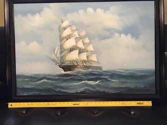 Hand painted painting of a sailboat boat